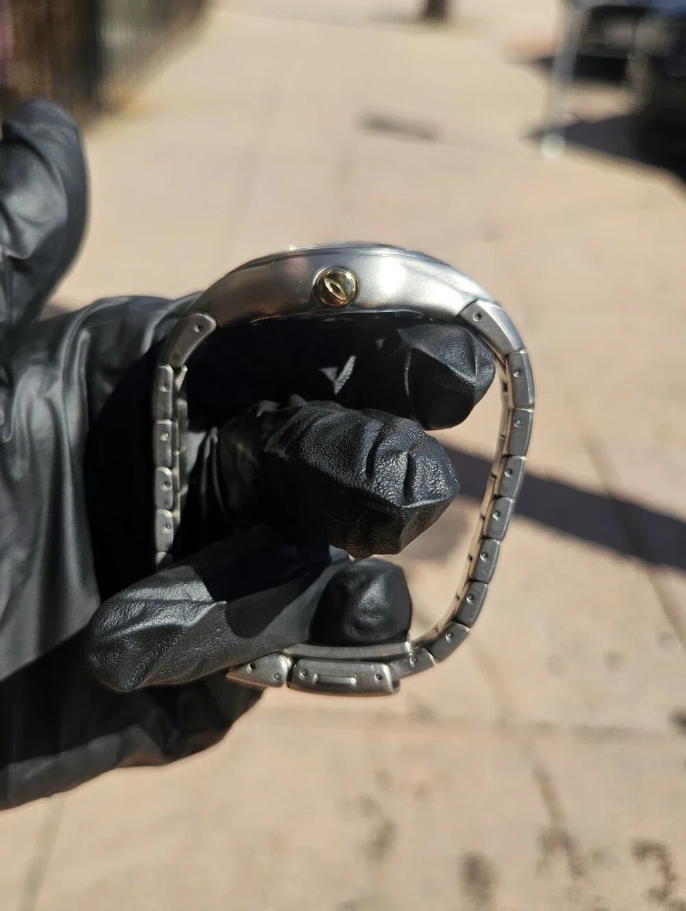 Oakley Timebomb Icon Titanium Watch with Gold Dial.